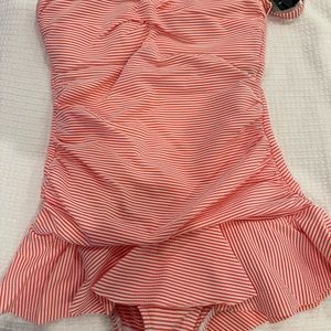Lauren RL melon stripe one piece swimsuit-12
